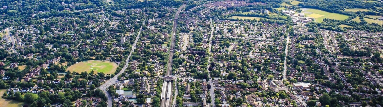 Aerial shot of urban area